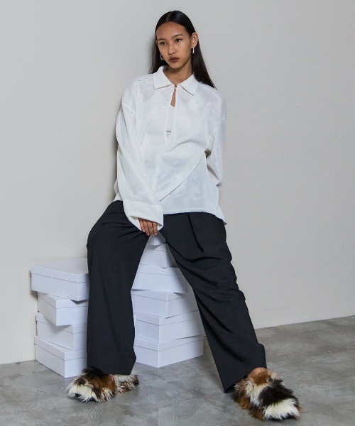 Sheer Mesh Collar Pullover/シアーメッシュカラープルオーバー（T