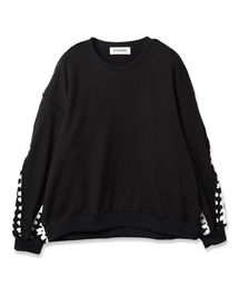 DISCOVERED | PLAYCARD CROCHET SLEEVE SWEAT(スウェット)