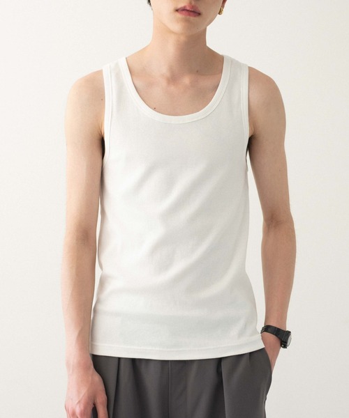 WEGO(ウィゴー)の「WEGO/リブタンクトップ(タンクトップ・メンズ・ホワイト/ブラック・LARGE/MEDIUM)」の1枚目の写真