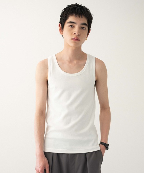 WEGO(ウィゴー)の「WEGO/リブタンクトップ(タンクトップ・メンズ・ホワイト/ブラック・LARGE/MEDIUM)」の3枚目の写真