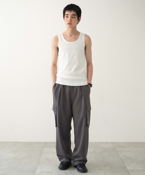 WEGO(ウィゴー)の「WEGO/リブタンクトップ(タンクトップ・メンズ・ホワイト/ブラック・LARGE/MEDIUM)」の4枚目の写真