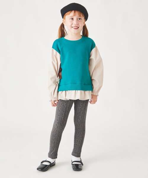 ever closet（エバークローゼット）の「ニットジャガード レギンス（レギンス/スパッツ・キッズ・ライトグレー/ブラック/アイボリー/ピンク/グレー系その他/モカ・80ｃｍ/90cm/110cm/100cm/120cm/130cm/140cm）」の4枚目の写真
