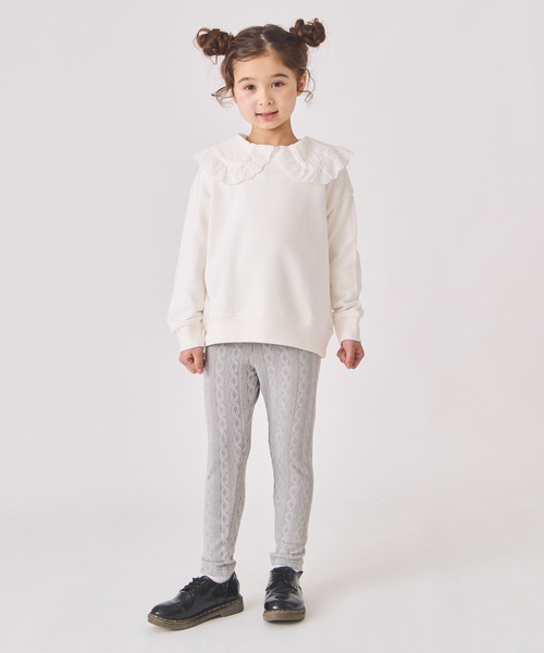 ever closet（エバークローゼット）の「ニットジャガード レギンス（レギンス/スパッツ・キッズ・ライトグレー/ブラック/アイボリー/ピンク/グレー系その他/モカ・80ｃｍ/90cm/110cm/100cm/120cm/130cm/140cm）」の9枚目の写真