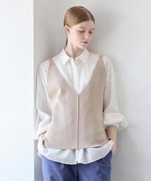 【テンセル綿麻ローン切替ギャザーシャツ】