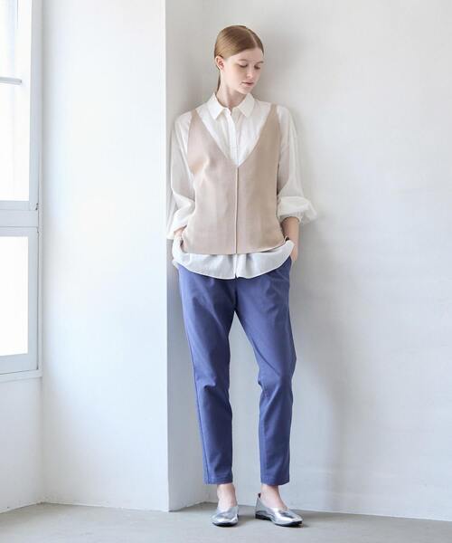 MELROSE claire（メルローズ クレール）の「【テンセル綿麻ローン切替ギャザーシャツ】（シャツ/ブラウス・レディース・オフホワイト/マスタード/ネイビー/ブラウン・FREE）」の18枚目の写真