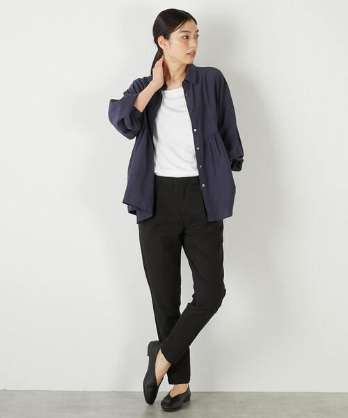 MELROSE claire（メルローズ クレール）の「【テンセル綿麻ローン切替ギャザーシャツ】（シャツ/ブラウス・レディース・オフホワイト/マスタード/ネイビー/ブラウン・FREE）」の5枚目の写真