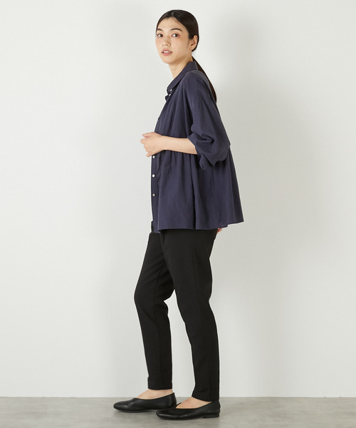 MELROSE claire（メルローズ クレール）の「【テンセル綿麻ローン切替ギャザーシャツ】（シャツ/ブラウス・レディース・オフホワイト/マスタード/ネイビー/ブラウン・FREE）」の7枚目の写真