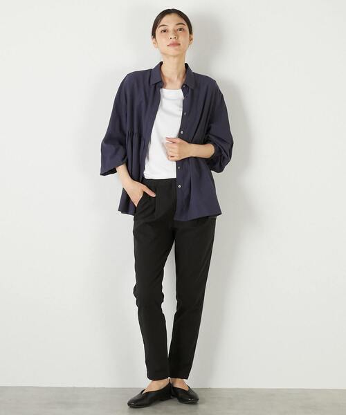 MELROSE claire（メルローズ クレール）の「【テンセル綿麻ローン切替ギャザーシャツ】（シャツ/ブラウス・レディース・オフホワイト/マスタード/ネイビー/ブラウン・FREE）」の11枚目の写真