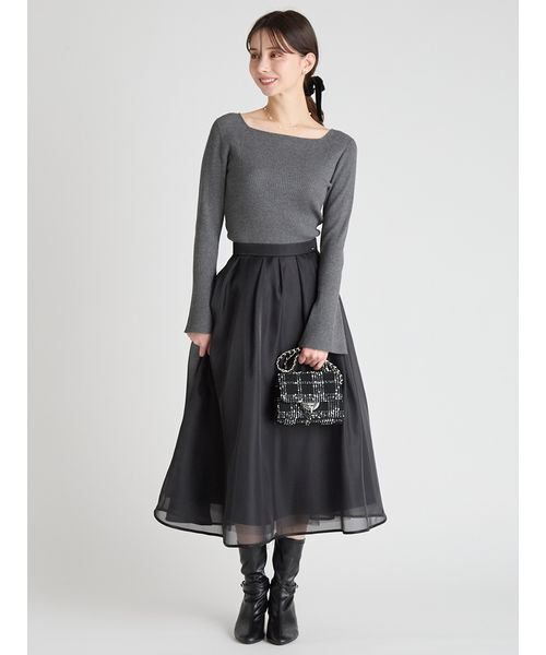 スクエアネックリブニットプルオーバー（ニット/セーター）｜CELFORD