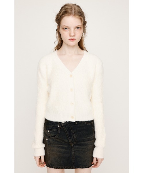 SLY（スライ）の「MINI SHAGGY V/N CD ミニ シャギー Vネック カーディガン 秋服（カーディガン/ボレロ・レディース・アイボリー/ブラウン系その他2/ライトブラック・FREE）」の7枚目の写真