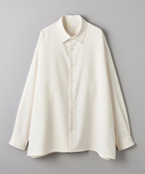 info. BEAUTY&YOUTH（インフォビューティアンドユース）の「【マルチサイズ】メランジ ポリエステルツイル バルーンシャツ（シャツ/ブラウス・メンズ・ライトブルー/ブラック/ライラック/モカ/オフホワイト/ライトグレー/ダークブラウン/ライム・マルチサイズ）」の2枚目の写真