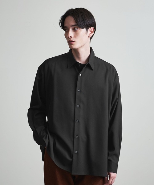 info. BEAUTY&YOUTH（インフォビューティアンドユース）の「【マルチサイズ】メランジ ポリエステルツイル バルーンシャツ（シャツ/ブラウス・メンズ・ライトブルー/ブラック/ライラック/モカ/オフホワイト/ライトグレー/ダークブラウン/ライム・マルチサイズ）」の3枚目の写真