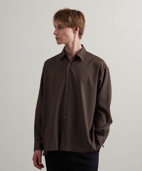 info. BEAUTY&YOUTH（インフォビューティアンドユース）の「【マルチサイズ】メランジ ポリエステルツイル バルーンシャツ（シャツ/ブラウス・メンズ・ライトブルー/ブラック/ライラック/モカ/オフホワイト/ライトグレー/ダークブラウン/ライム・マルチサイズ）」の9枚目の写真