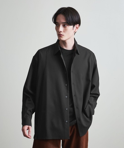 info. BEAUTY&YOUTH（インフォビューティアンドユース）の「【マルチサイズ】メランジ ポリエステルツイル バルーンシャツ（シャツ/ブラウス・メンズ・ライトブルー/ブラック/ライラック/モカ/オフホワイト/ライトグレー/ダークブラウン/ライム・マルチサイズ）」の12枚目の写真