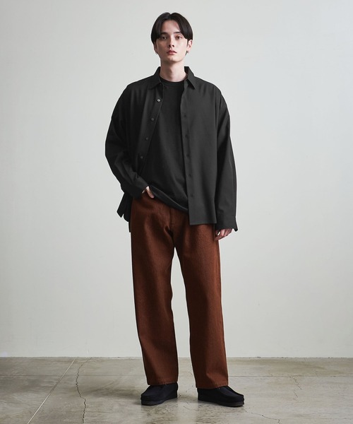 info. BEAUTY&YOUTH（インフォビューティアンドユース）の「【マルチサイズ】メランジ ポリエステルツイル バルーンシャツ（シャツ/ブラウス・メンズ・ライトブルー/ブラック/ライラック/モカ/オフホワイト/ライトグレー/ダークブラウン/ライム・マルチサイズ）」の13枚目の写真