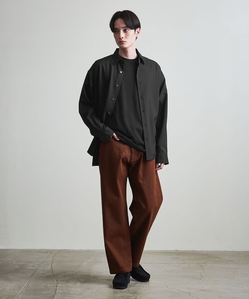 info. BEAUTY&YOUTH（インフォビューティアンドユース）の「【マルチサイズ】メランジ ポリエステルツイル バルーンシャツ（シャツ/ブラウス・メンズ・ライトブルー/ブラック/ライラック/モカ/オフホワイト/ライトグレー/ダークブラウン/ライム・マルチサイズ）」の14枚目の写真