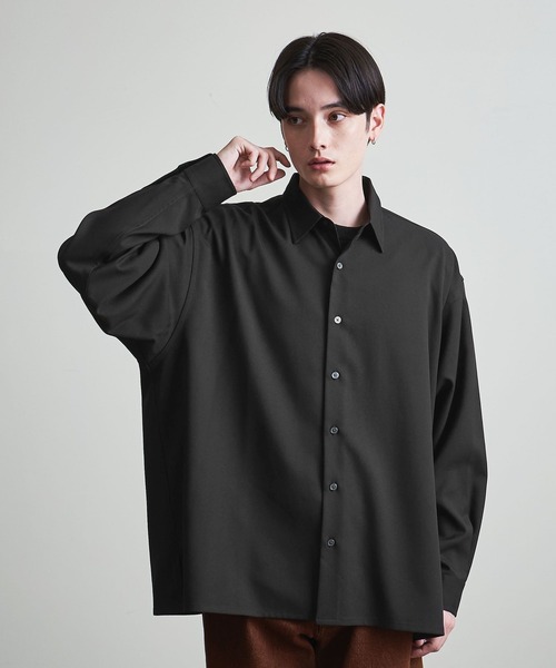 info. BEAUTY&YOUTH（インフォビューティアンドユース）の「【マルチサイズ】メランジ ポリエステルツイル バルーンシャツ（シャツ/ブラウス・メンズ・ライトブルー/ブラック/ライラック/モカ/オフホワイト/ライトグレー/ダークブラウン/ライム・マルチサイズ）」の15枚目の写真