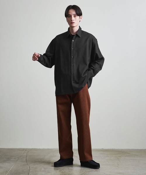 info. BEAUTY&YOUTH（インフォビューティアンドユース）の「【マルチサイズ】メランジ ポリエステルツイル バルーンシャツ（シャツ/ブラウス・メンズ・ライトブルー/ブラック/ライラック/モカ/オフホワイト/ライトグレー/ダークブラウン/ライム・マルチサイズ）」の16枚目の写真