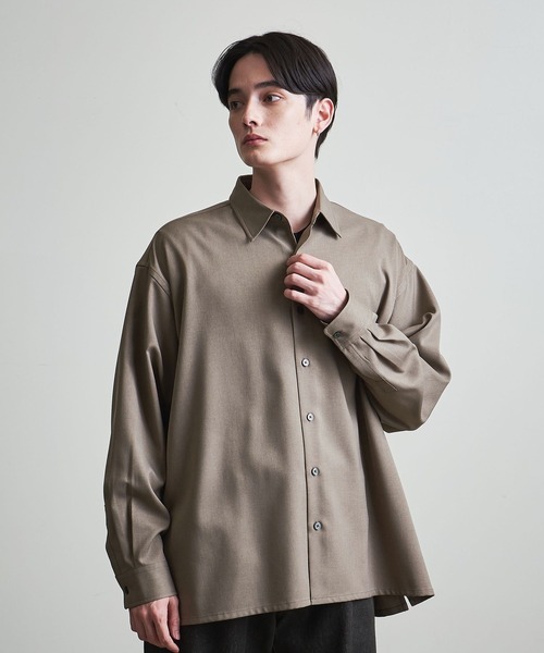 info. BEAUTY&YOUTH（インフォビューティアンドユース）の「【マルチサイズ】メランジ ポリエステルツイル バルーンシャツ（シャツ/ブラウス・メンズ・ライトブルー/ブラック/ライラック/モカ/オフホワイト/ライトグレー/ダークブラウン/ライム・マルチサイズ）」の17枚目の写真