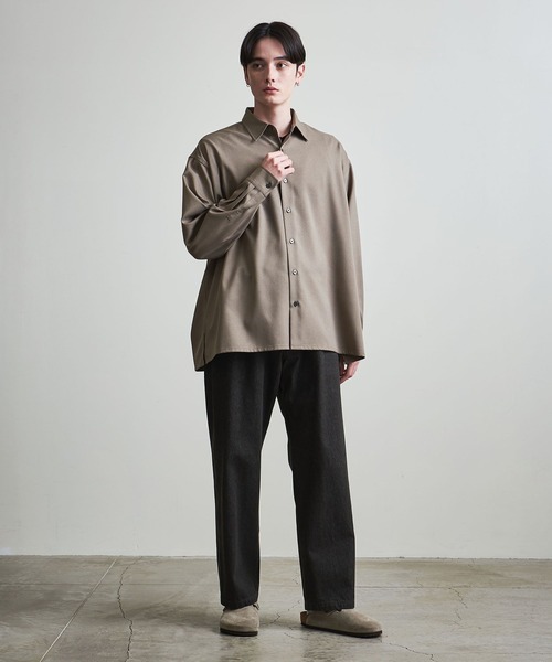 info. BEAUTY&YOUTH（インフォビューティアンドユース）の「【マルチサイズ】メランジ ポリエステルツイル バルーンシャツ（シャツ/ブラウス・メンズ・ライトブルー/ブラック/ライラック/モカ/オフホワイト/ライトグレー/ダークブラウン/ライム・マルチサイズ）」の18枚目の写真