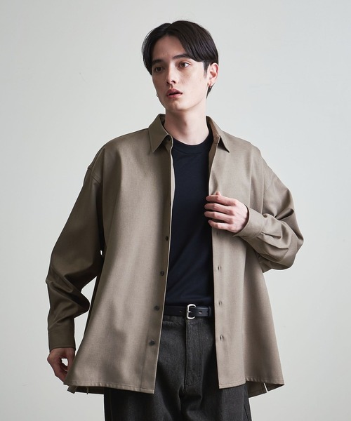 info. BEAUTY&YOUTH（インフォビューティアンドユース）の「【マルチサイズ】メランジ ポリエステルツイル バルーンシャツ（シャツ/ブラウス・メンズ・ライトブルー/ブラック/ライラック/モカ/オフホワイト/ライトグレー/ダークブラウン/ライム・マルチサイズ）」の19枚目の写真