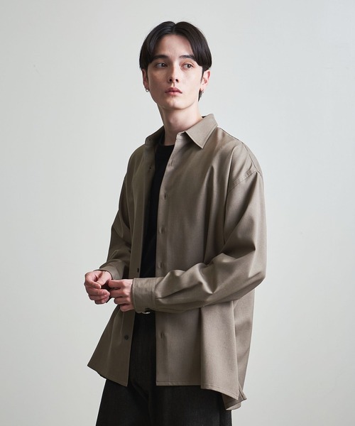 info. BEAUTY&YOUTH（インフォビューティアンドユース）の「【マルチサイズ】メランジ ポリエステルツイル バルーンシャツ（シャツ/ブラウス・メンズ・ライトブルー/ブラック/ライラック/モカ/オフホワイト/ライトグレー/ダークブラウン/ライム・マルチサイズ）」の20枚目の写真