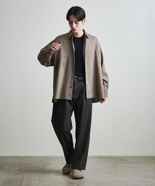 info. BEAUTY&YOUTH（インフォビューティアンドユース）の「【マルチサイズ】メランジ ポリエステルツイル バルーンシャツ（シャツ/ブラウス・メンズ・ライトブルー/ブラック/ライラック/モカ/オフホワイト/ライトグレー/ダークブラウン/ライム・マルチサイズ）」の21枚目の写真