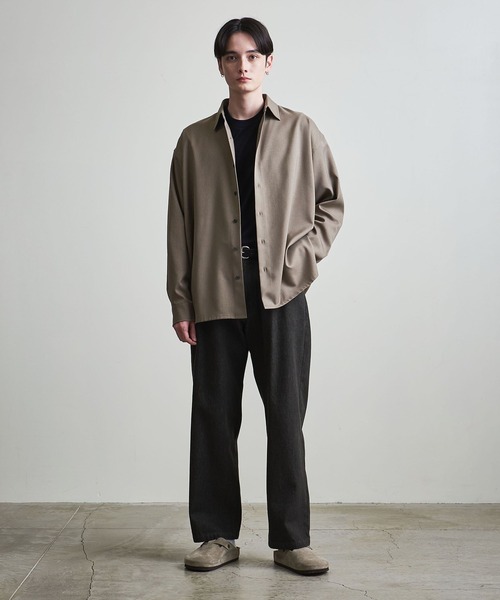 info. BEAUTY&YOUTH（インフォビューティアンドユース）の「【マルチサイズ】メランジ ポリエステルツイル バルーンシャツ（シャツ/ブラウス・メンズ・ライトブルー/ブラック/ライラック/モカ/オフホワイト/ライトグレー/ダークブラウン/ライム・マルチサイズ）」の22枚目の写真