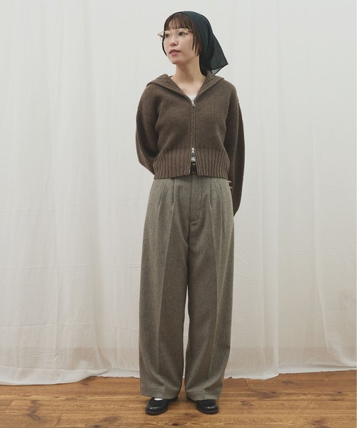 fig Ｌondon（フィグロンドン）の「_AIR WOOL zip cardigan（カーディガン/ボレロ・レディース・アイボリー/ダークブラウン/ピンク/ネイビー・FREE）」の20枚目の写真