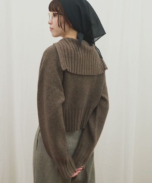 fig Ｌondon（フィグロンドン）の「_AIR WOOL zip cardigan（カーディガン/ボレロ・レディース・アイボリー/ダークブラウン/ピンク/ネイビー・FREE）」の12枚目の写真