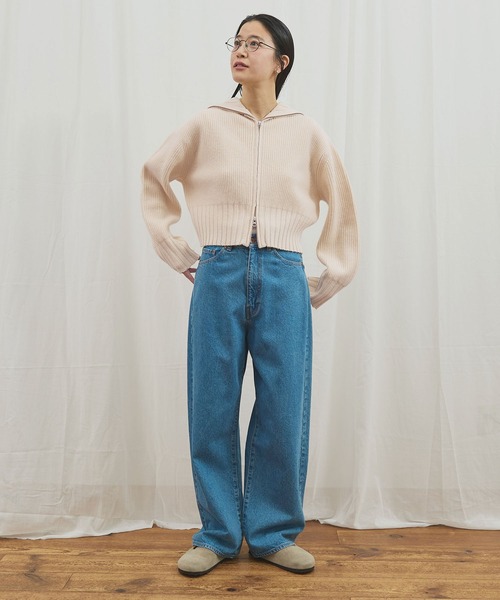fig Ｌondon（フィグロンドン）の「_AIR WOOL zip cardigan（カーディガン/ボレロ・レディース・アイボリー/ダークブラウン/ピンク/ネイビー・FREE）」の18枚目の写真