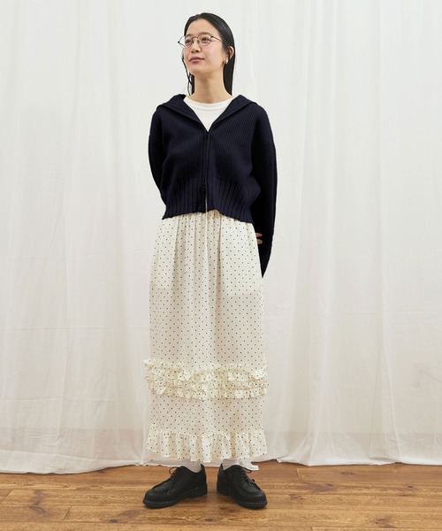 fig Ｌondon（フィグロンドン）の「_AIR WOOL zip cardigan（カーディガン/ボレロ・レディース・アイボリー/ダークブラウン/ピンク/ネイビー・FREE）」の17枚目の写真