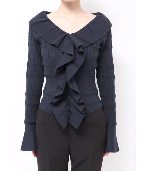 LAGUNAMOON（ラグナムーン）の「ラッフルフリルニットプルオーバー（ニット/セーター・レディース・アイボリー/カーキ/ネイビー・FREE）」の21枚目の写真