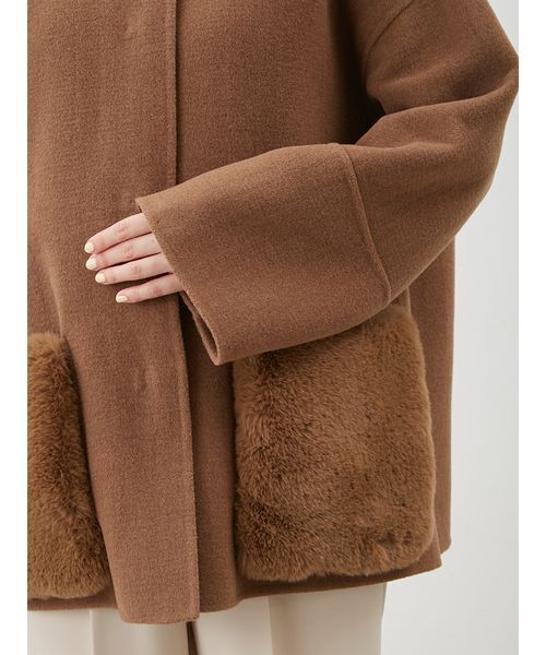 WEB限定カラー】2wayファーポケットリバーコート（チェスターコート