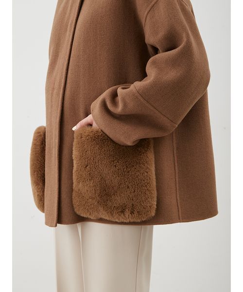 WEB限定カラー】2wayファーポケットリバーコート（チェスターコート