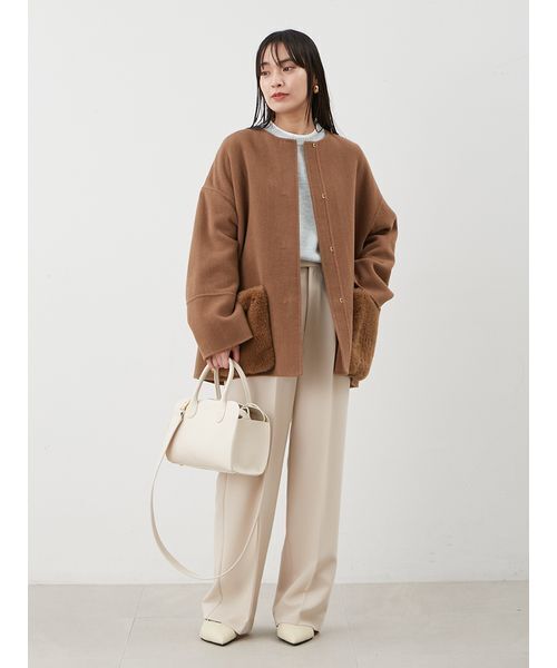 WEB限定カラー】2wayファーポケットリバーコート（チェスターコート