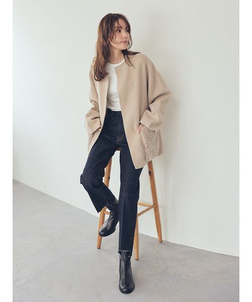 WEB限定カラー】2wayファーポケットリバーコート（チェスターコート