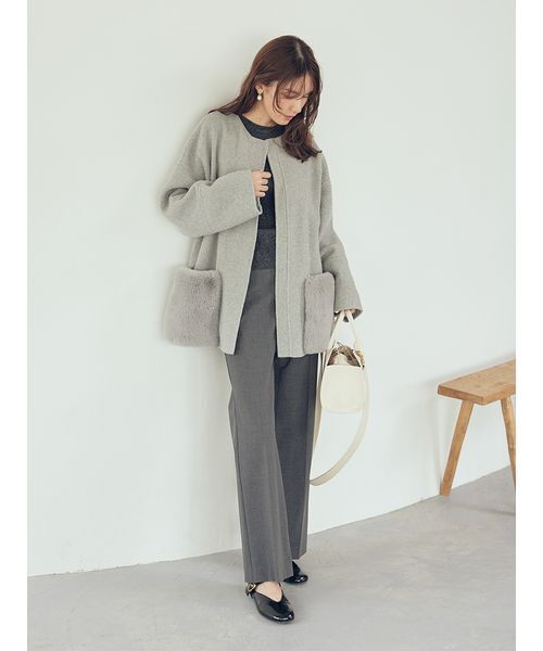 WEB限定カラー】2wayファーポケットリバーコート（チェスターコート