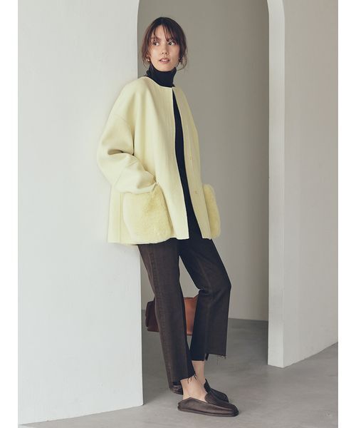 WEB限定カラー】2wayファーポケットリバーコート（チェスターコート