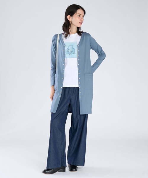 agnes b.（アニエスベー）の「コットン Vネック カーディガンプレッション ワンピース（ワンピース・レディース・グレー系その他・3/2）」の5枚目の写真