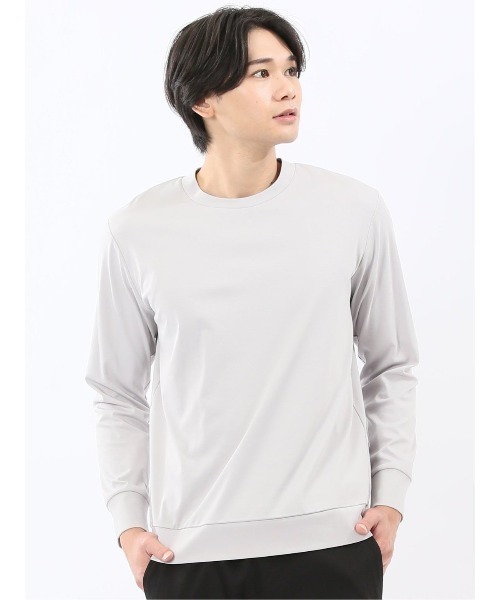 TAKA-Q（タカキュー）の「【ストレッチ シルケットコットン】m.f.エディトリアル メンズ スロープネック 長袖Tシャツ（Tシャツ/カットソー・メンズ・グレー/ブラック/ホワイト/ブラウン・MEDIUM/LARGE/X-LARGE）」の3枚目の写真