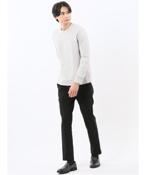 TAKA-Q（タカキュー）の「【ストレッチ シルケットコットン】m.f.エディトリアル メンズ スロープネック 長袖Tシャツ（Tシャツ/カットソー・メンズ・グレー/ブラック/ホワイト/ブラウン・MEDIUM/LARGE/X-LARGE）」の21枚目の写真