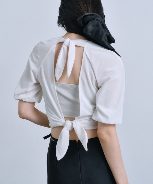 CODE A（コードエー）の「velvet ribbon pullover（シャツ/ブラウス・レディース・グレー/オフホワイト・00）」の2枚目の写真