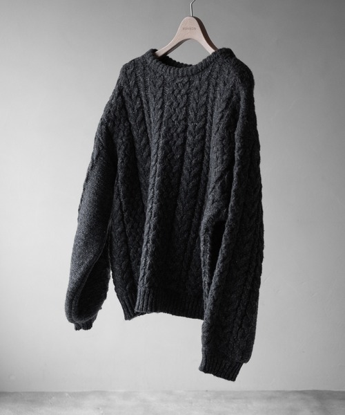 RUUBON（ルーボン）の「【RUUBON】3.5G melange cable knit / 3.5G メランジケーブルニット（ニット/セーター・メンズ・チャコールグレー/グレー・L/M/S）」の4枚目の写真