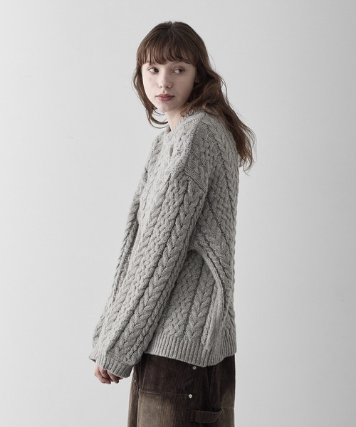 RUUBON（ルーボン）の「【RUUBON】3.5G melange cable knit / 3.5G メランジケーブルニット（ニット/セーター・メンズ・チャコールグレー/グレー・L/M/S）」の15枚目の写真