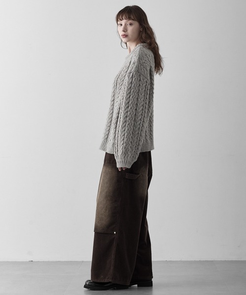 RUUBON（ルーボン）の「【RUUBON】3.5G melange cable knit / 3.5G メランジケーブルニット（ニット/セーター・メンズ・チャコールグレー/グレー・L/M/S）」の20枚目の写真