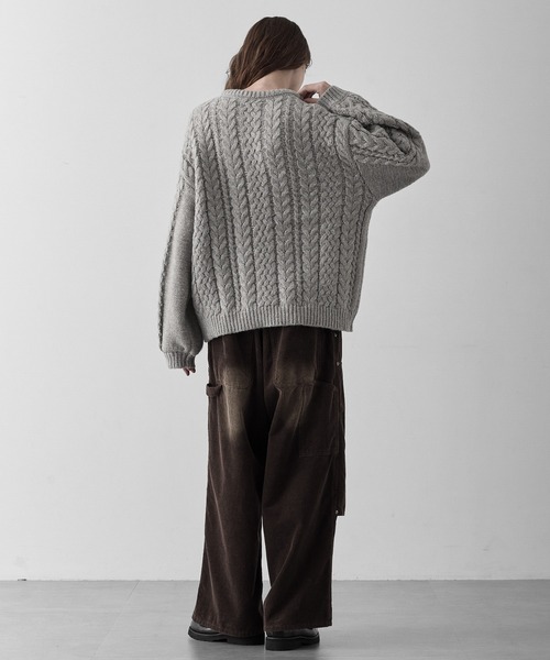 RUUBON（ルーボン）の「【RUUBON】3.5G melange cable knit / 3.5G メランジケーブルニット（ニット/セーター・メンズ・チャコールグレー/グレー・L/M/S）」の21枚目の写真