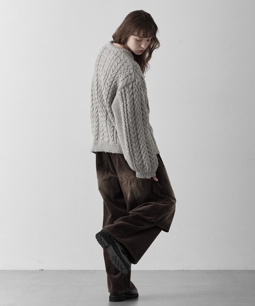 RUUBON（ルーボン）の「【RUUBON】3.5G melange cable knit / 3.5G メランジケーブルニット（ニット/セーター・メンズ・チャコールグレー/グレー・L/M/S）」の22枚目の写真