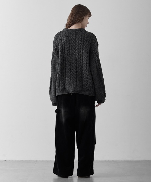 RUUBON（ルーボン）の「【RUUBON】3.5G melange cable knit / 3.5G メランジケーブルニット（ニット/セーター・メンズ・チャコールグレー/グレー・L/M/S）」の12枚目の写真