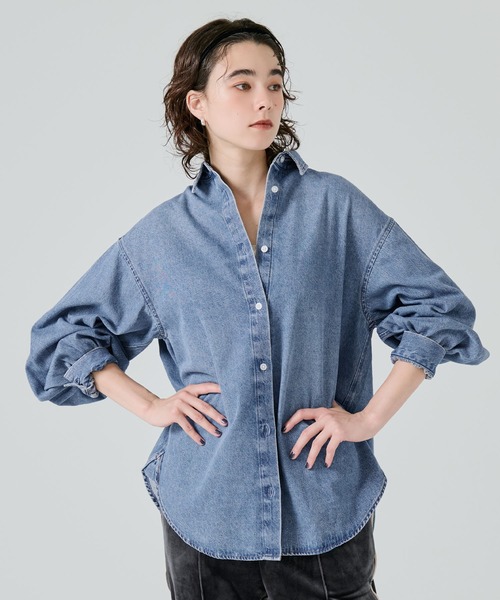 coca(coca)(コカ)の「ボリュームスリーブデニムシャツ(シャツ/ブラウス・レディース・ブルー・M/L/S)」の6枚目の写真